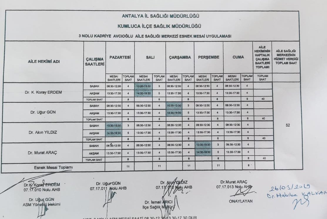 Çalışma Saatlerimiz